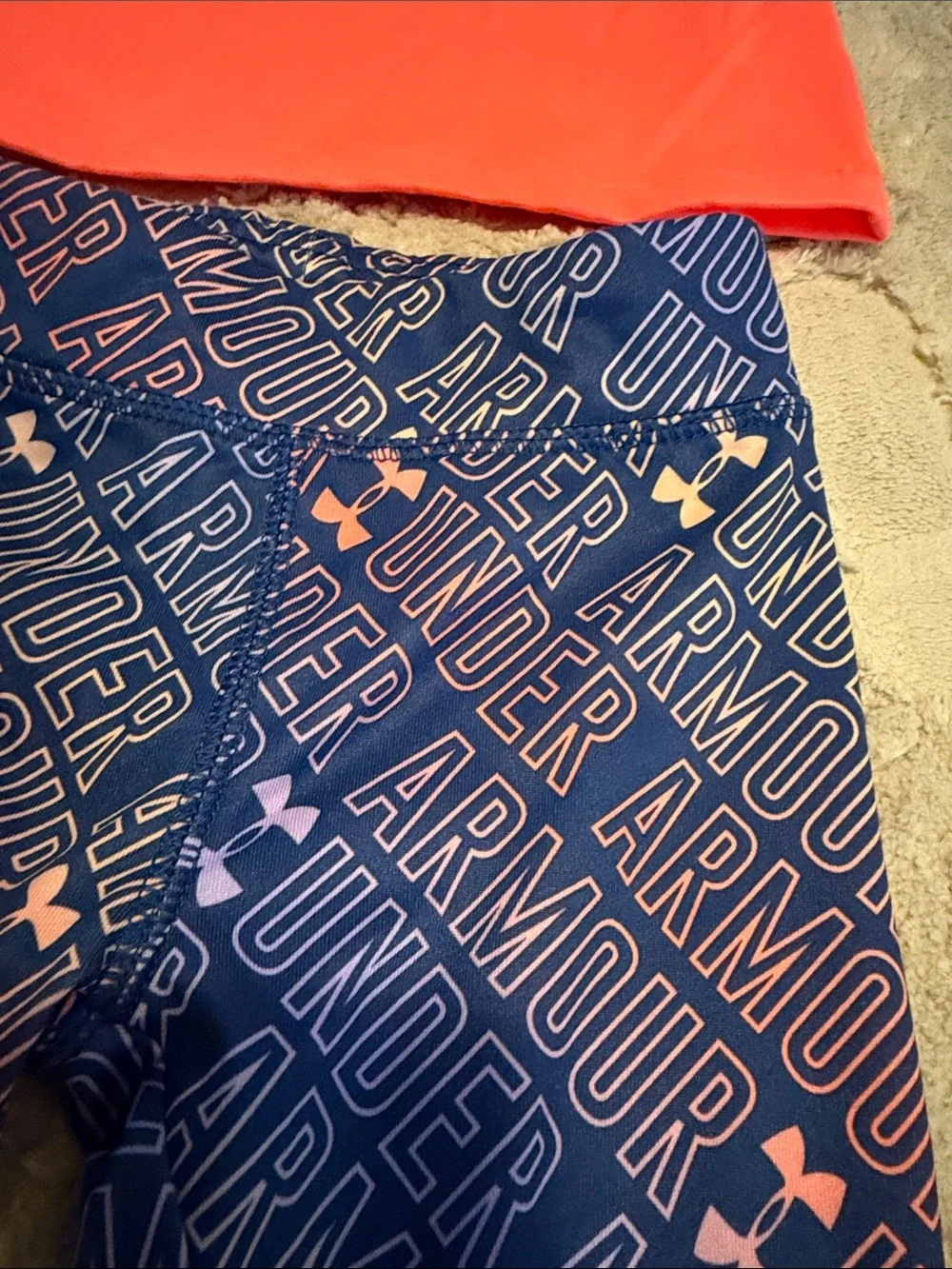 Under Armour Coral Tee and Navy Logo Leggings Girls' Active Set